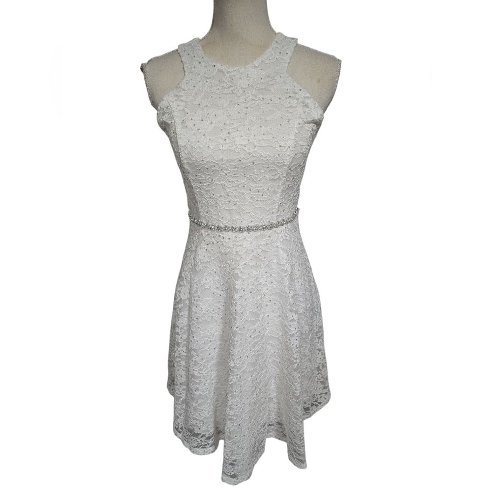Speechless Big Girl White Lace And Rhinestone Dress